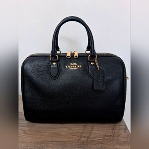 New Coach Rowan Large Satchel Bag Black Leather Gold Hardware